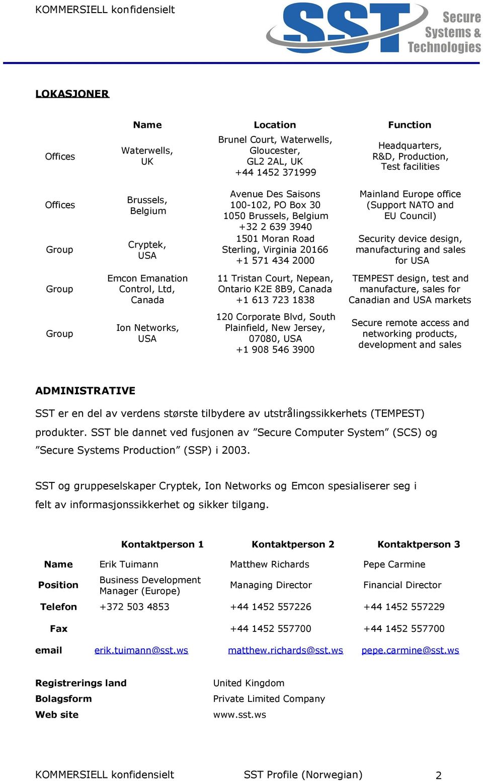 Security device design, manufacturing and sales for USA Emcon Emanation Control, Ltd, Canada 11 Tristan Court, Nepean, Ontario K2E 8B9, Canada +1 613 723 1838 TEMPEST design, test and manufacture,