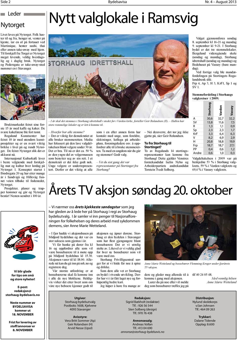 4 August 2013 Nytt valglokale i Ramsvig Valget gjennomføres søndag 8. september kl 16-21 og mandag 9. september kl 9-21.