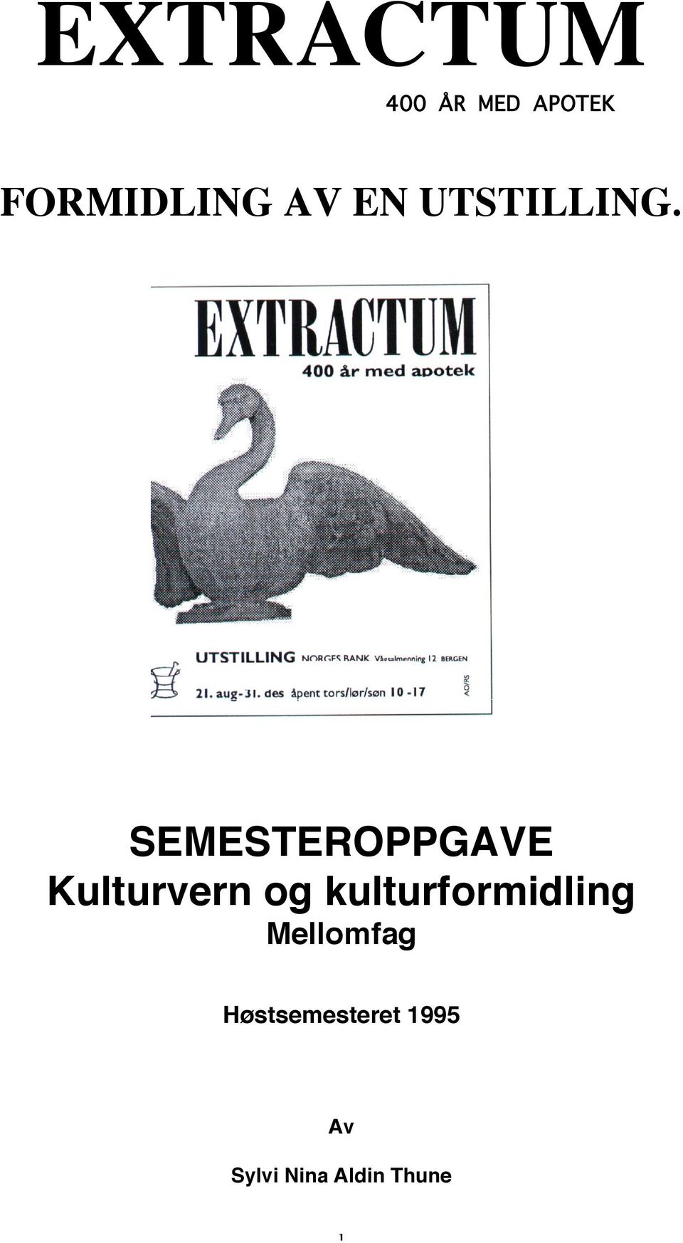 SEMESTEROPPGAVE Kulturvern og