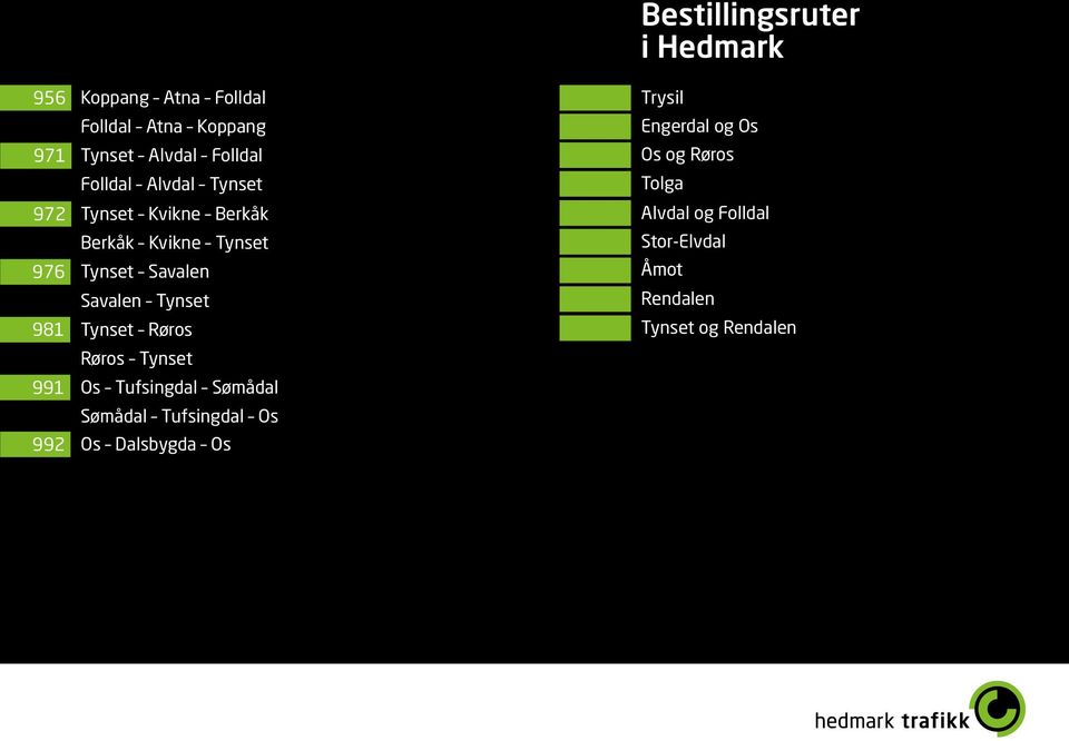 Røros Tynset Os Tufsingdal Sømådal Sømådal Tufsingdal Os Os Dalsbygda Os Bestillingsruter i Hedmark
