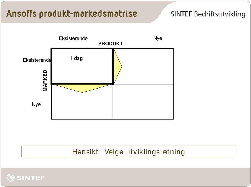 Eksisterende PRODUKT Nye