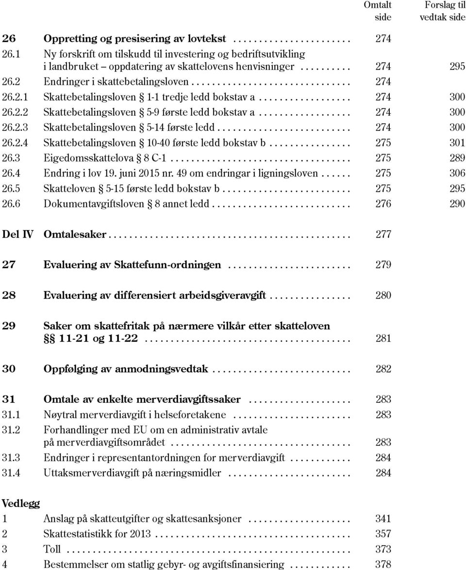 2.1 Skattebetalingsloven 1-1 tredje ledd bokstav a.................. 274 300 26.2.2 Skattebetalingsloven 5-9 første ledd bokstav a.................. 274 300 26.2.3 Skattebetalingsloven 5-14 første ledd.