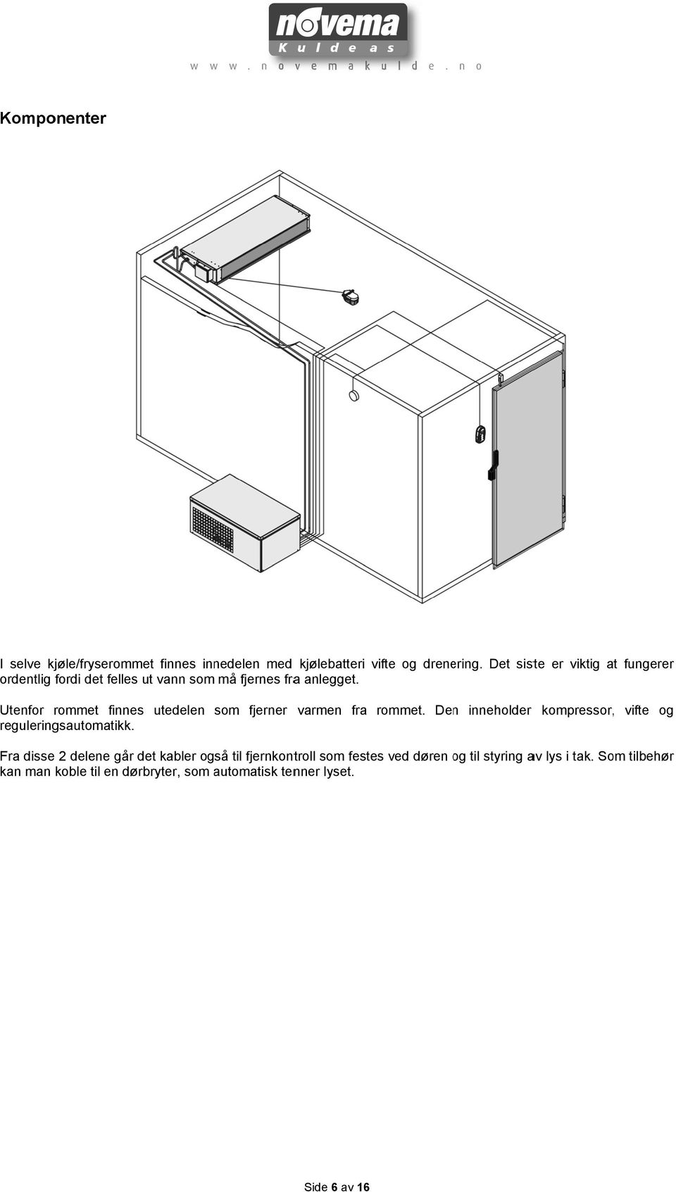 Utenfor rommet finnes utedelen reguleringsautomatikk. som fjerner varmen fra rommet.