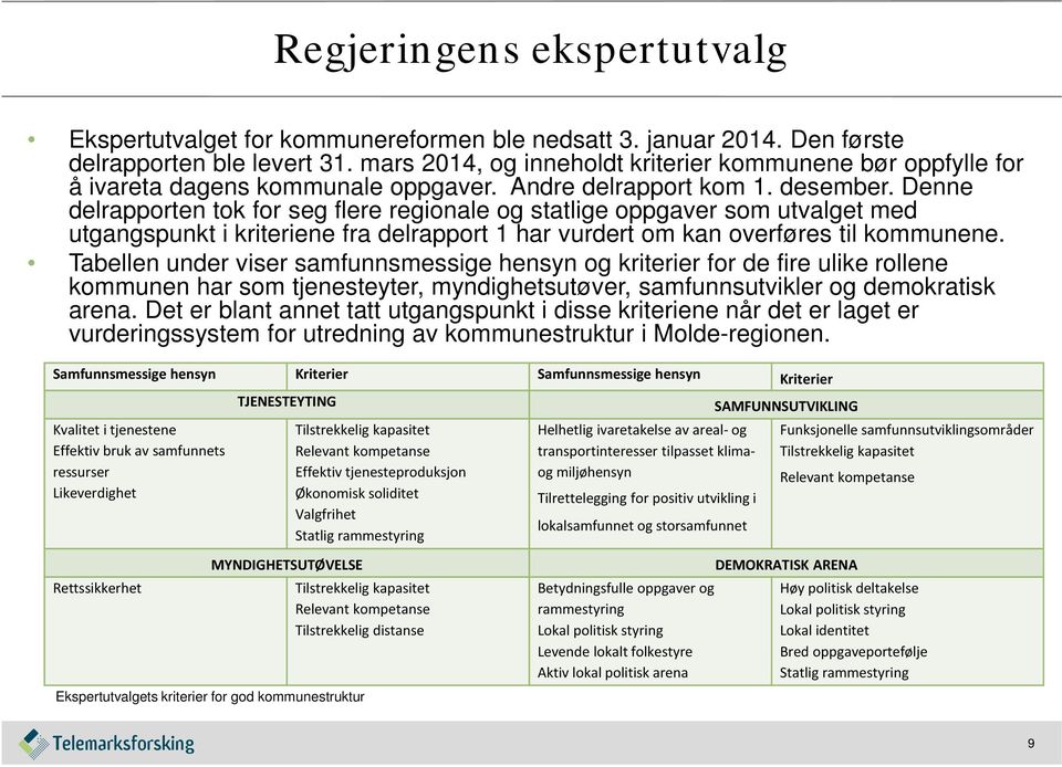 Denne delrapporten tok for seg flere regionale og statlige oppgaver som utvalget med utgangspunkt i kriteriene fra delrapport 1 har vurdert om kan overføres til kommunene.