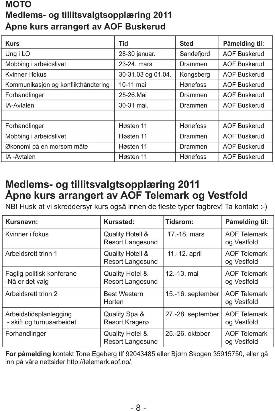 Mai Drammen AOF Buskerud IA-Avtalen 30-31 mai.