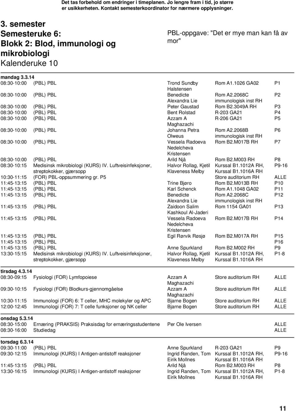 3049A RH P3 08:30-10:00 (PBL) PBL Bent Rolstad R-203 GA21 P4 08:30-10:00 (PBL) PBL Azzam A R-206 GA21 P5 08:30-10:00 (PBL) PBL Johanna Petra Rom A2.