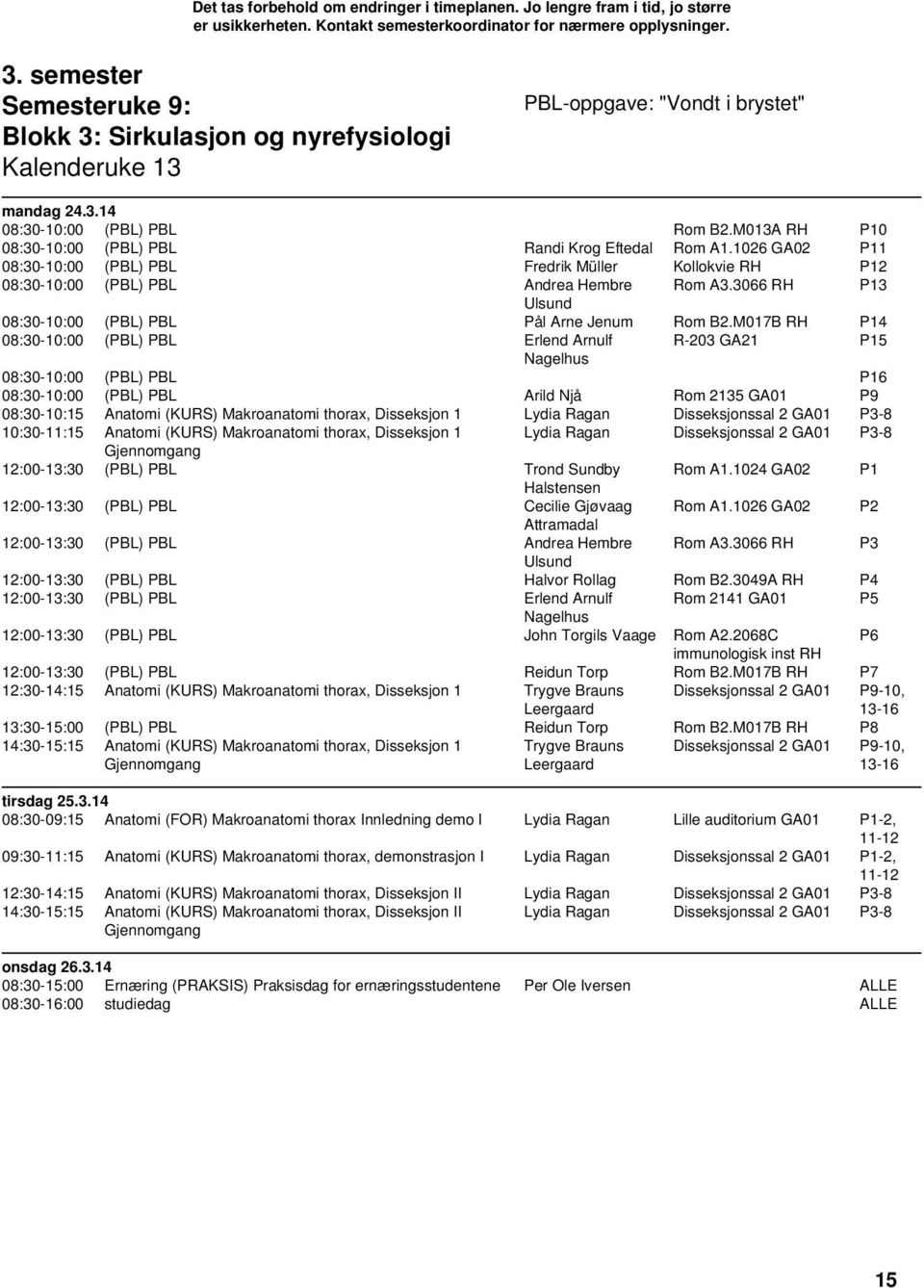 3066 RH P13 08:30-10:00 (PBL) PBL Pål Arne Jenum Rom B2.