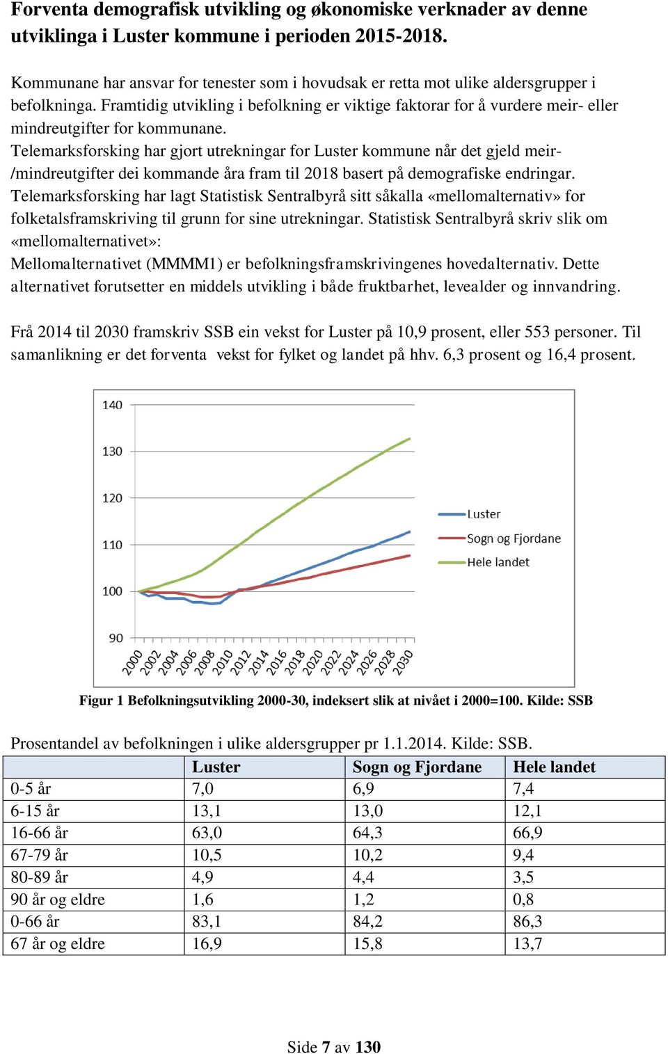 Framtidig utvikling i befolkning er viktige faktorar for å vurdere meir- eller mindreutgifter for kommunane.