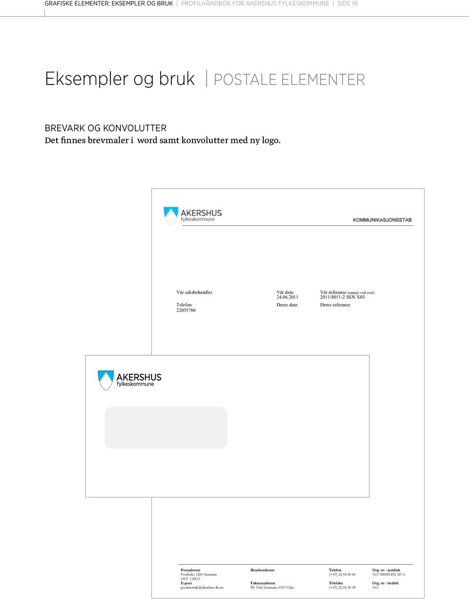 2011 2011/8851-2 SEN X03 Telefon 22055704 Deres dato Deres referanse AKERSHUS Postadresse Besøksadresse Telefon Org.