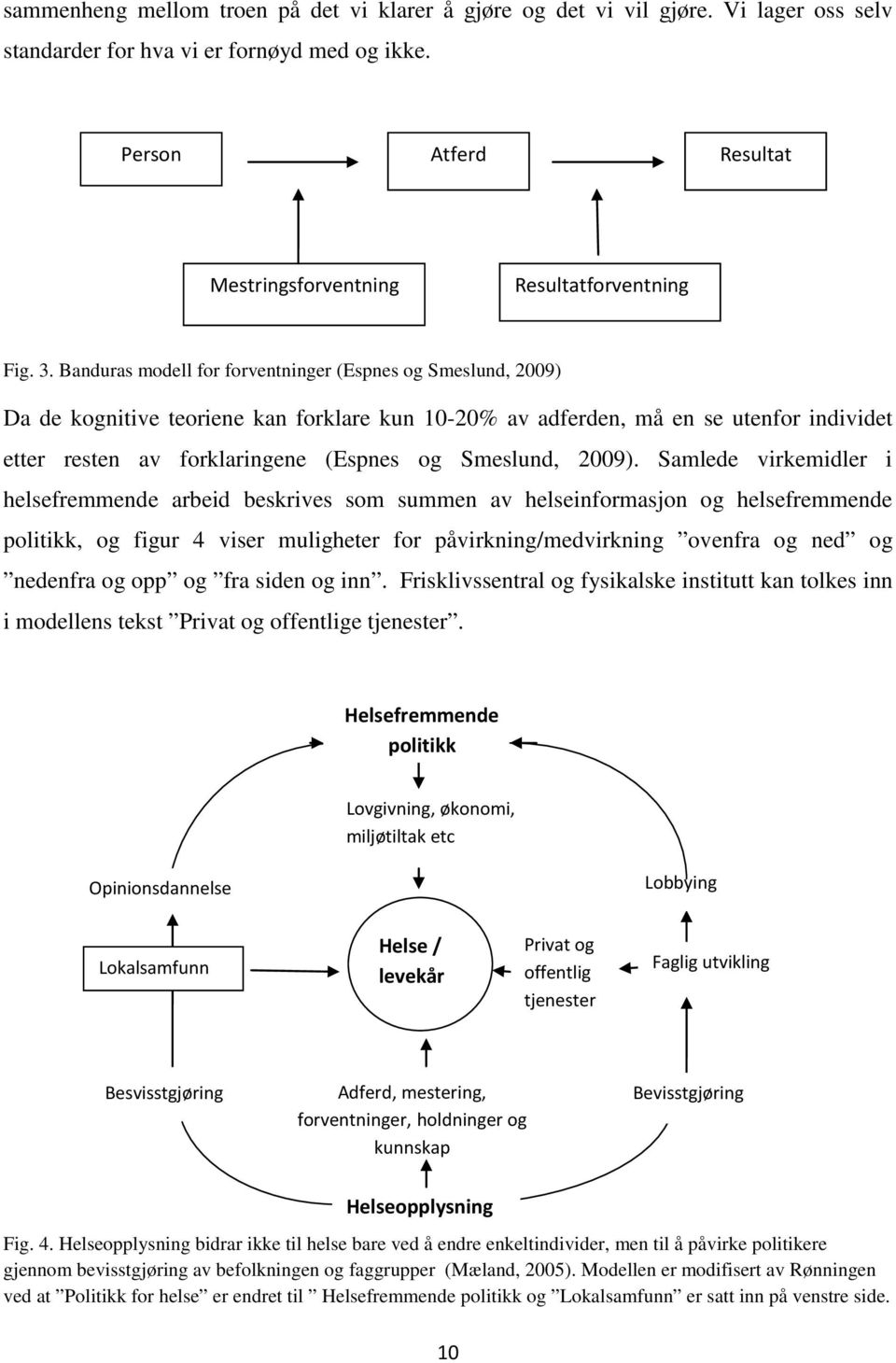 Banduras modell for forventninger (Espnes og Smeslund, 2009) Da de kognitive teoriene kan forklare kun 10-20% av adferden, må en se utenfor individet etter resten av forklaringene (Espnes og