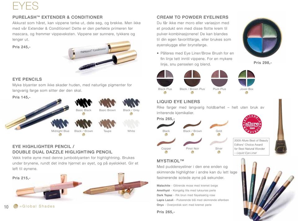 Pris 245,- CREAM TO POWDER EYELINERS Du får ikke mer moro eller variasjon med et produkt enn med disse flotte krem til pulver-kombinasjonene!