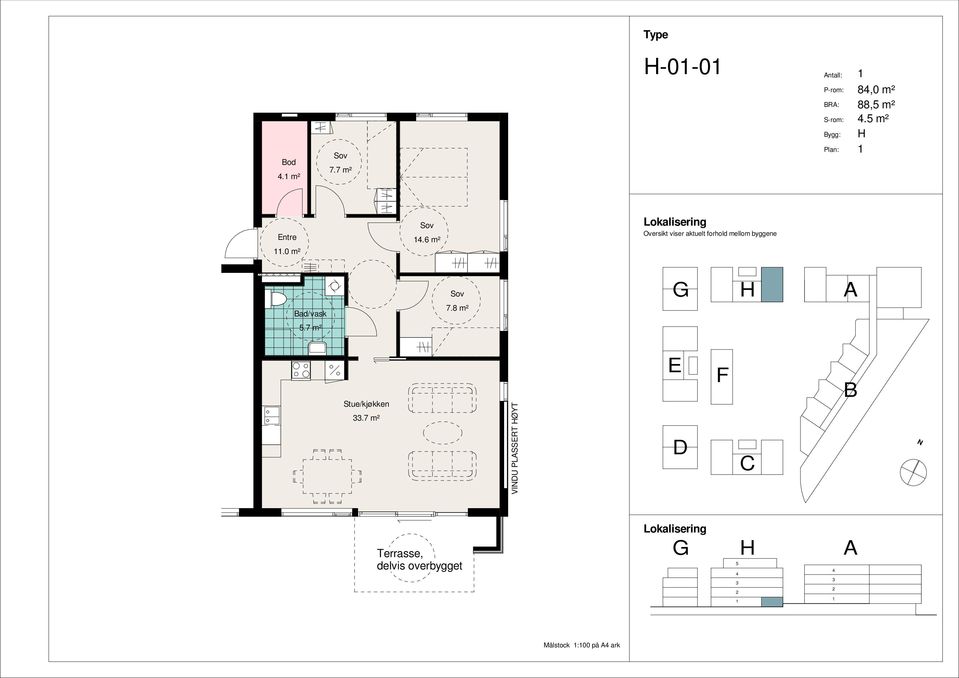 88,5 m².5 m² ntre.0 m².6 m² ad/vask 7.