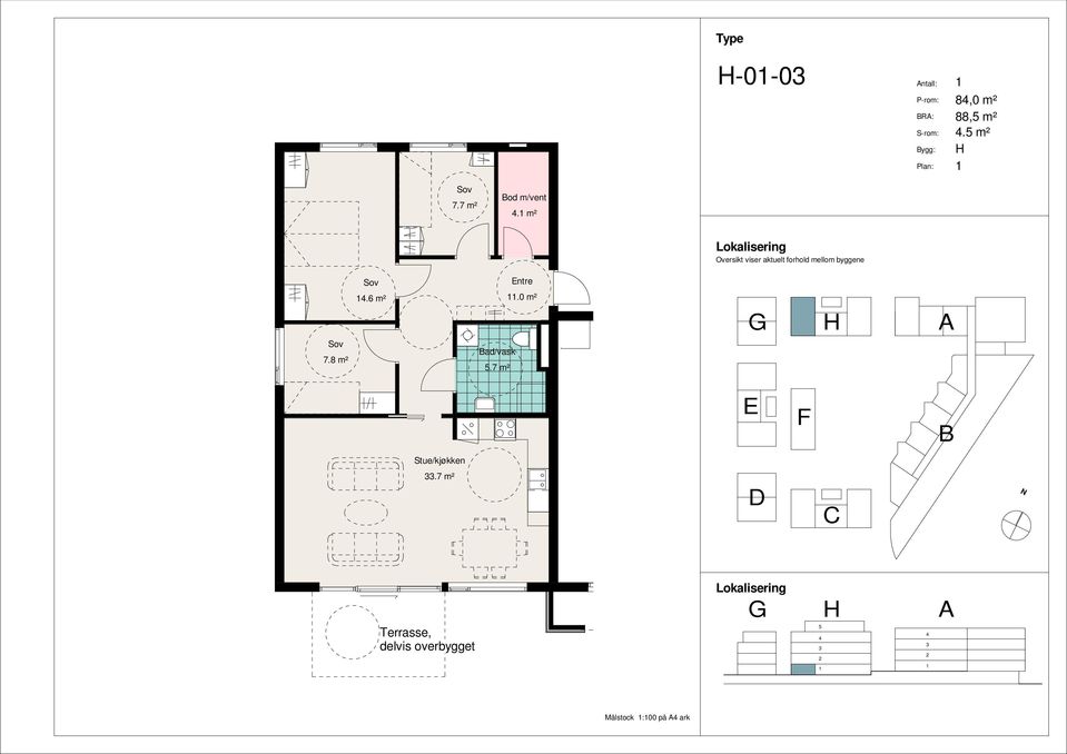 8 m².6 m².0 m² ad/vask 5.7 m².