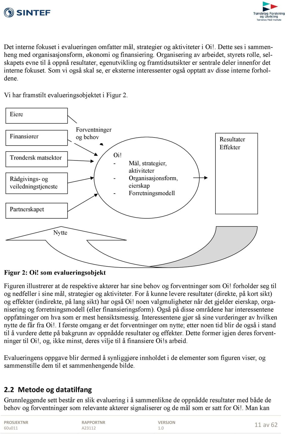 Som vi også skal se, er eksterne interessenter også opptatt av disse interne forholdene. Vi har framstilt evalueringsobjektet i Figur 2.