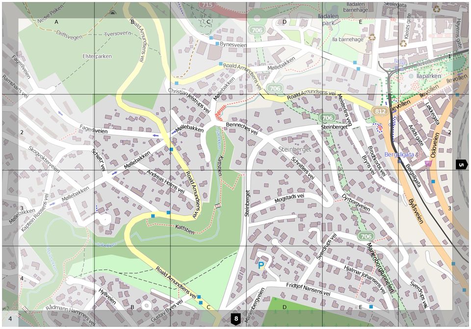 Schnitlers vei 706 Meisterlins veg Steinberget ryns vei 82 rodtkorbs vei Ila Ila Arilds gate ergsligata Ilaparken 2 2 Løkkegata Osloveien 5 ergsligata Andreas Holms vei Møllebakken Kaptein Roosens