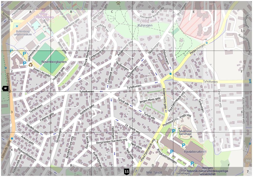 Ubåtsvingen estningsgata 6 Wedels gate Ibsens gate Rosenborgbanen Landstads vei Asbjørnsens gate Tyholt alle Skyåsvegen Tyholt alle Skyåsvegen Østerlivegen Asbjørnsens gate Persaunvegen 2 2 3 3 Gina