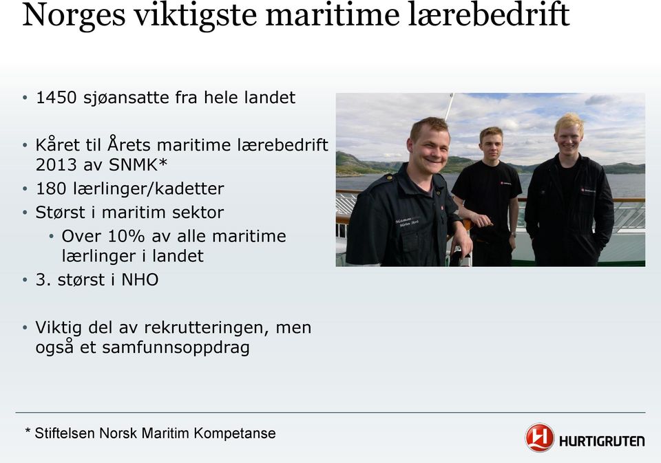 sektor Over 10% av alle maritime lærlinger i landet 3.