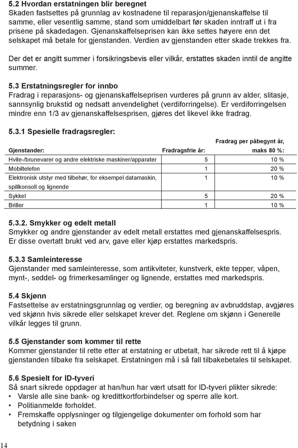 Der det er angitt summer i forsikringsbevis eller vilkår, erstattes skaden inntil de angitte summer. 5.