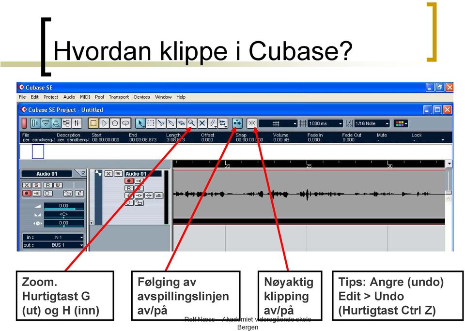 avspillingslinjen av/på Nøyaktig klipping