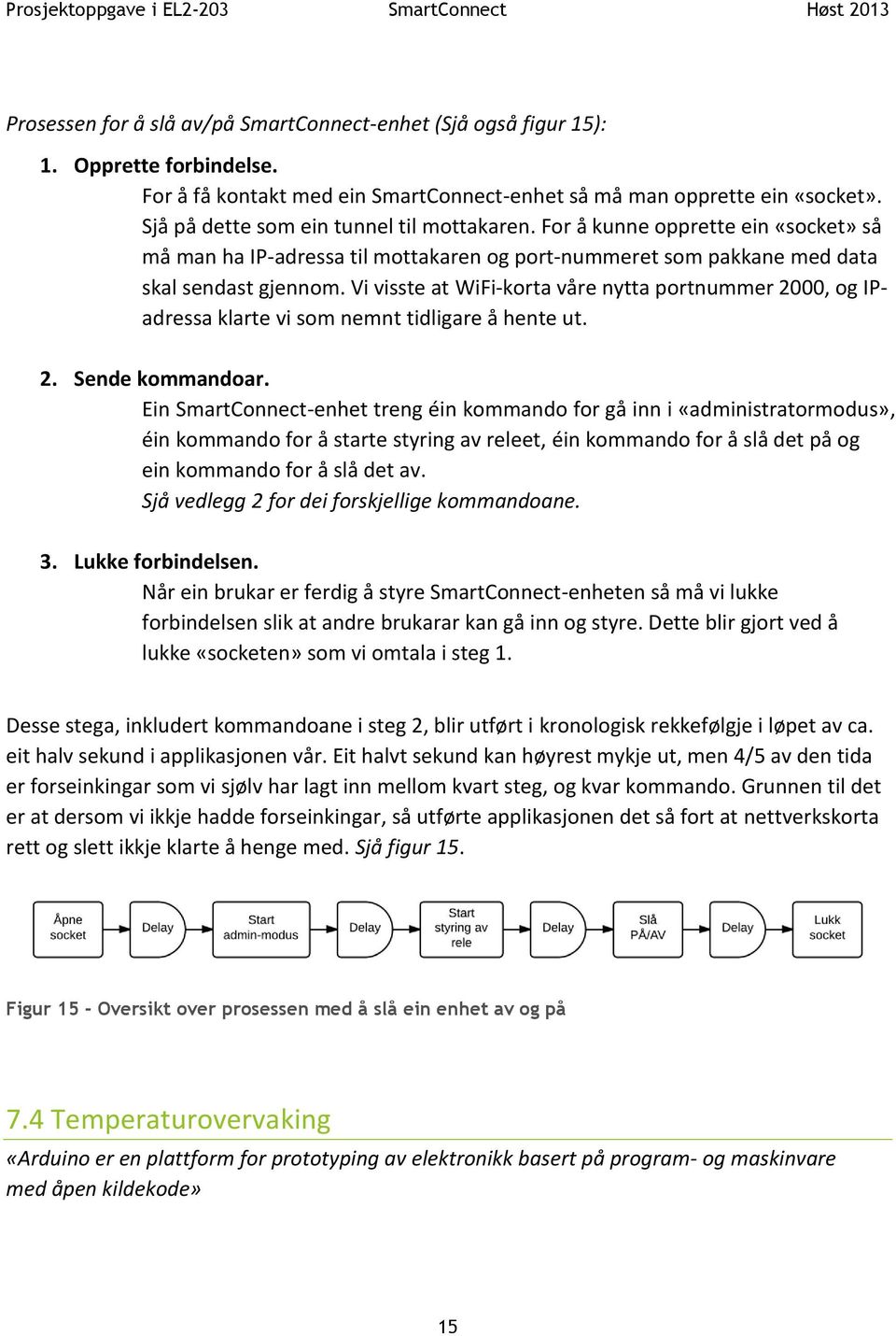 Vi visste at WiFi-korta våre nytta portnummer 2000, og IPadressa klarte vi som nemnt tidligare å hente ut. 2. Sende kommandoar.