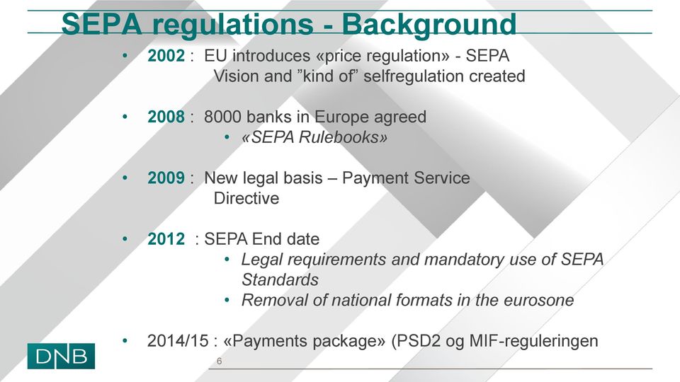 Payment Service Directive 2012 : SEPA End date Legal requirements and mandatory use of SEPA