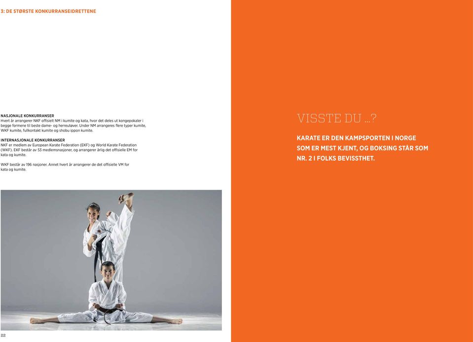 Internasjonale konkurranser NKF er medlem av European Karate Federation (EKF) og World Karate Federation (WKF).