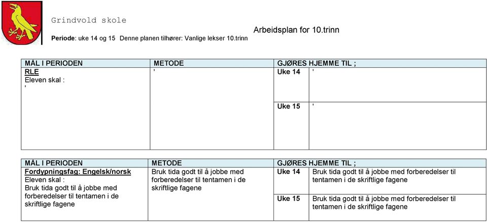 godt til å jobbe med skriftlige fagene forberedelser til tentamen i de