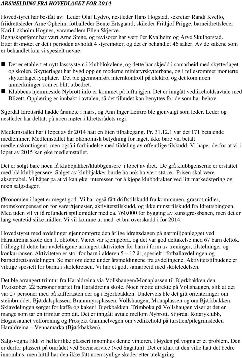 Etter årsmøtet er det i perioden avholdt 4 styremøter, og det er behandlet 46 saker.