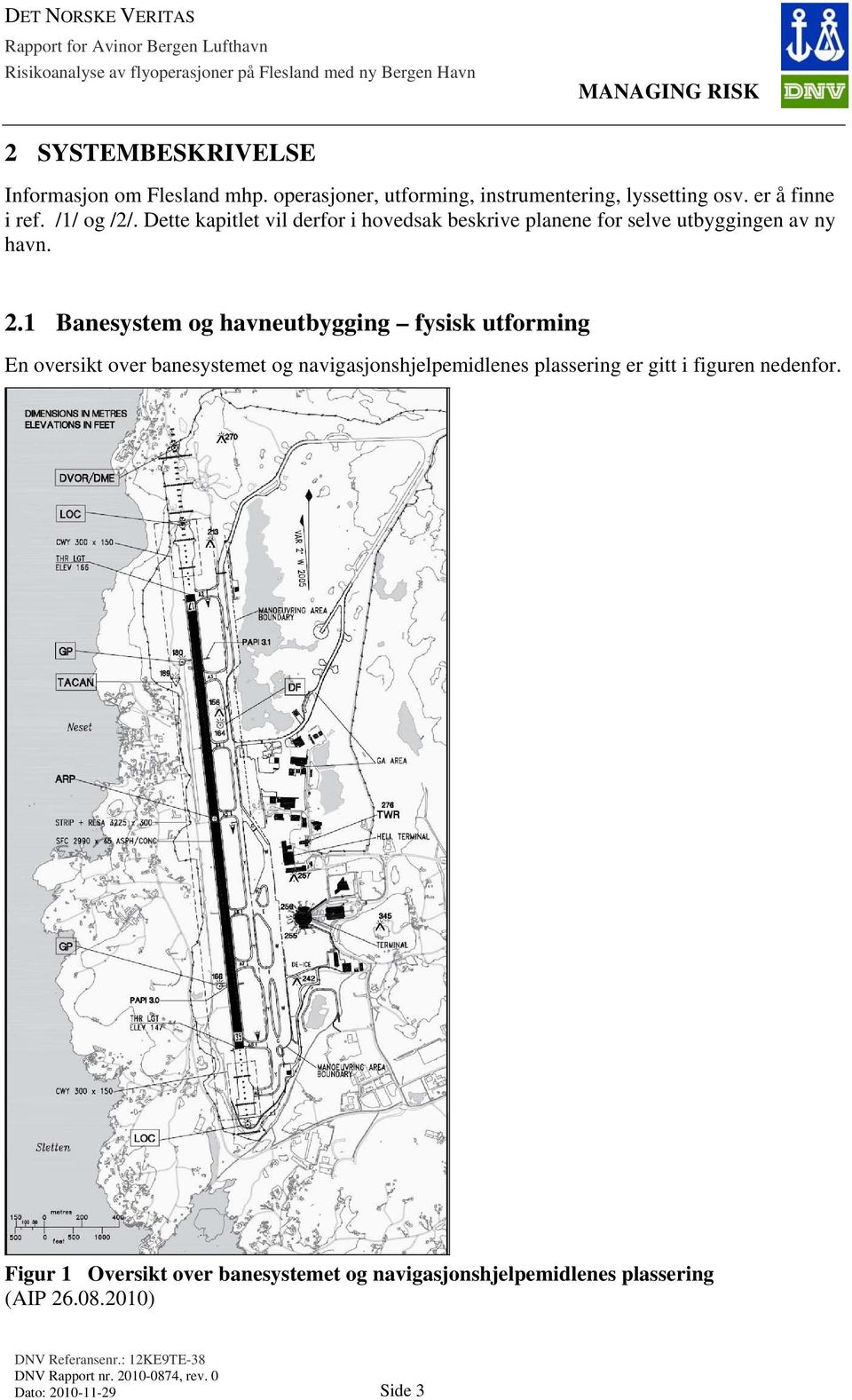 1 Banesystem og havneutbygging fysisk utforming En oversikt over banesystemet og navigasjonshjelpemidlenes plassering er