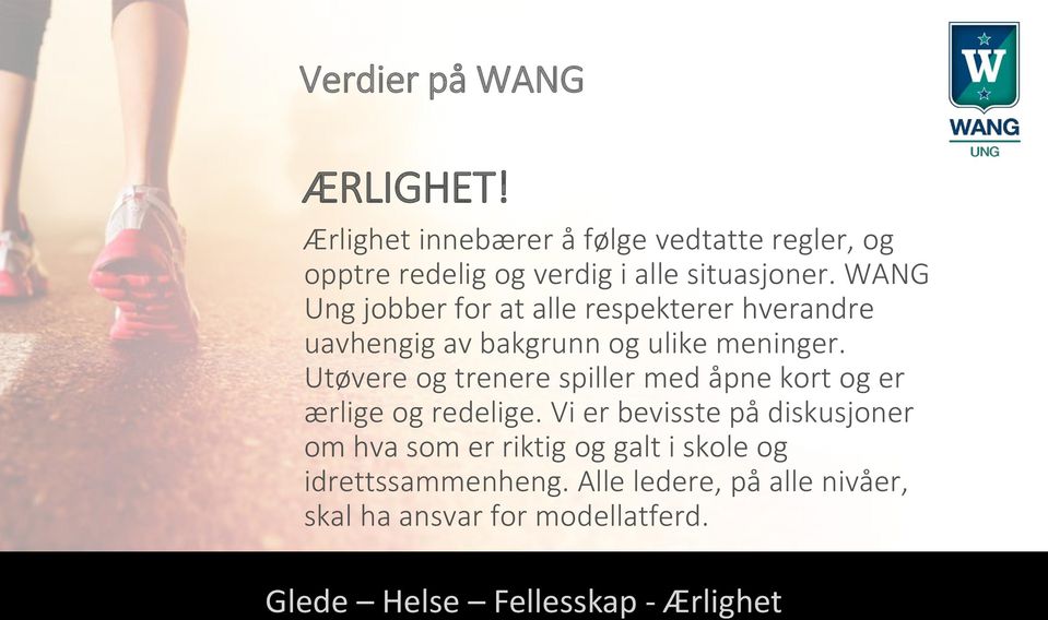 WANG Ung jobber for at alle respekterer hverandre uavhengig av bakgrunn og ulike meninger.