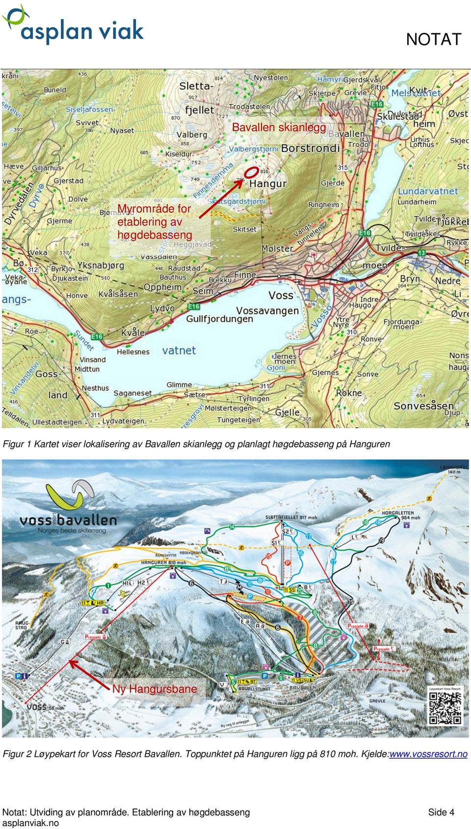 Hangursbane Figur 2 Løypekart for Voss Resort Bavallen.