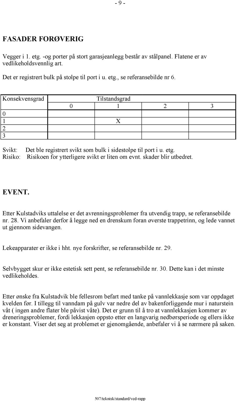 EVENT. Etter Kulstadviks uttalelse er det avrenningsproblemer fra utvendig trapp, se referansebilde nr. 28.