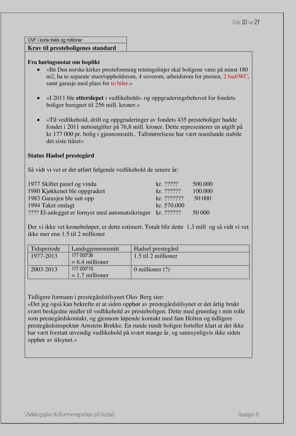 » «I 2011 ble etterslepet i vedlikeholds- og oppgraderingsbehovet for fondets boliger beregnet til 256 mill. kroner.