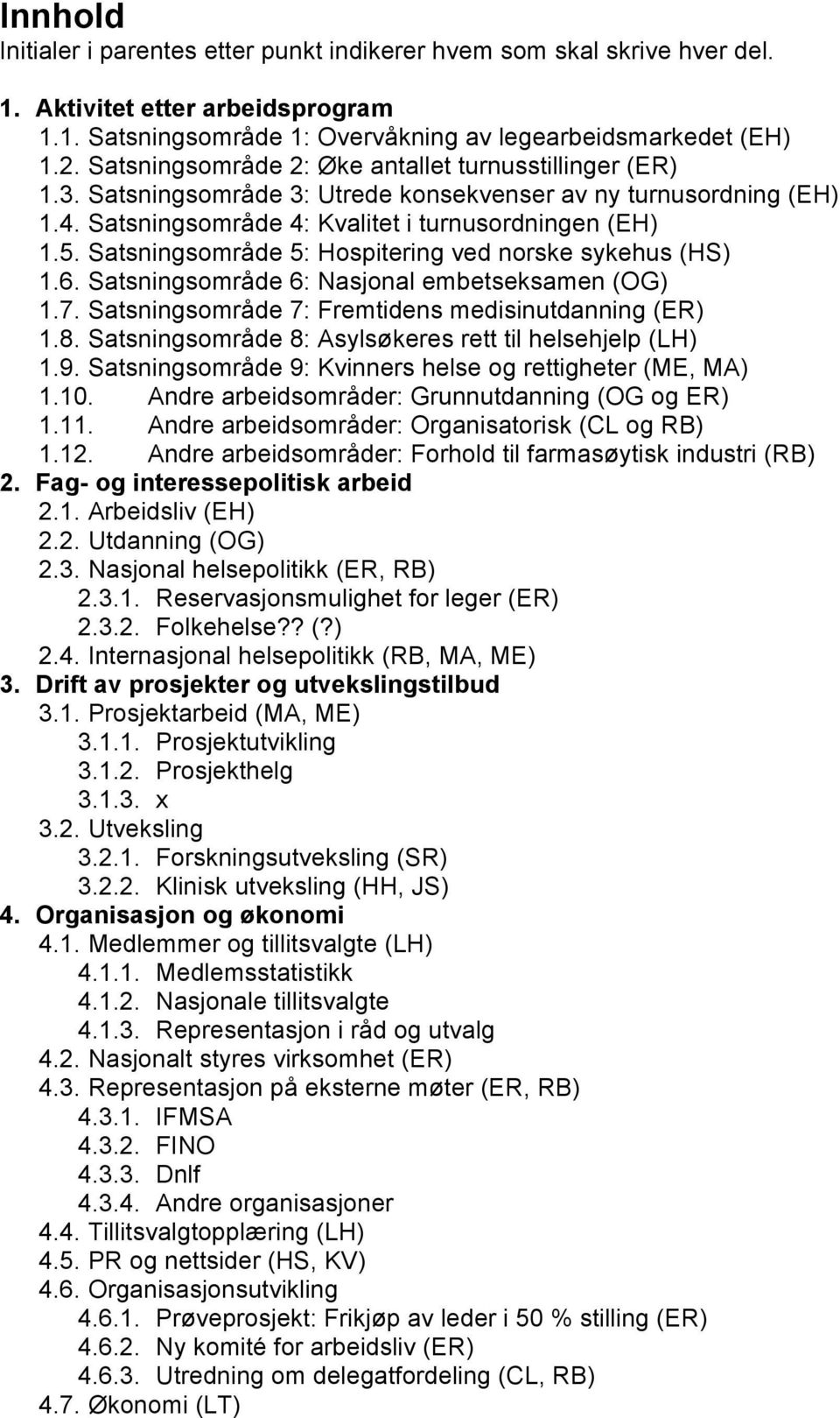 Satsningsområde 5: Hospitering ved norske sykehus (HS) 1.6. Satsningsområde 6: Nasjonal embetseksamen (OG) 1.7. Satsningsområde 7: Fremtidens medisinutdanning (ER) 1.8.