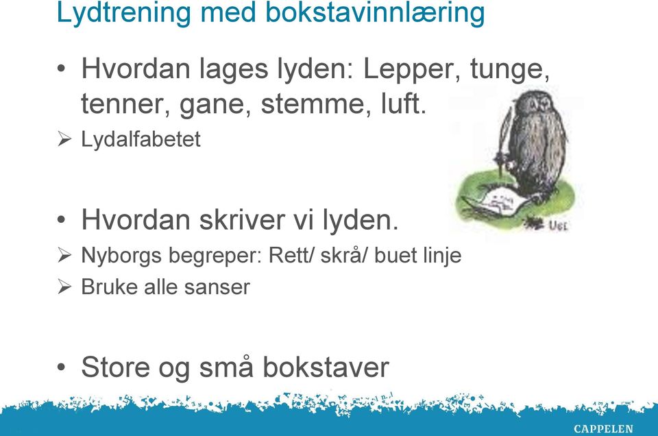 Lydalfabetet Hvordan skriver vi lyden.