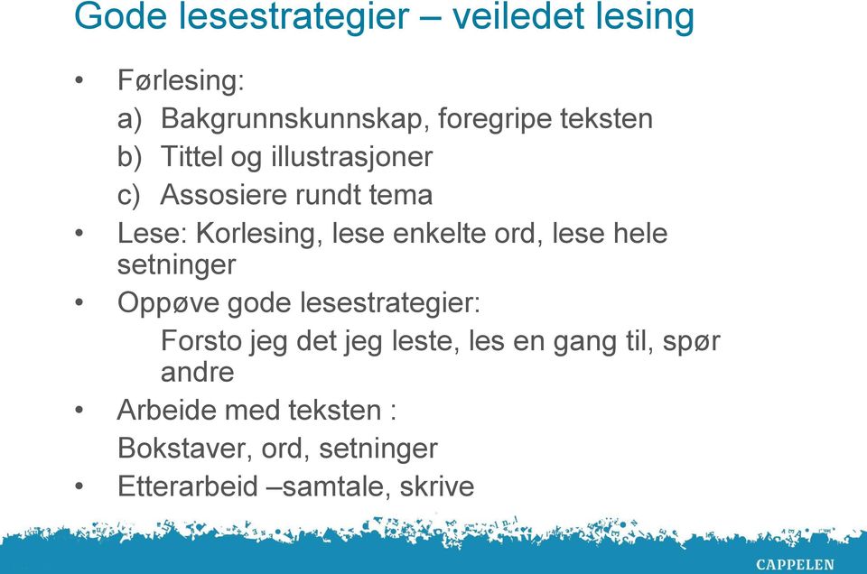 lese hele setninger Oppøve gode lesestrategier: Forsto jeg det jeg leste, les en gang