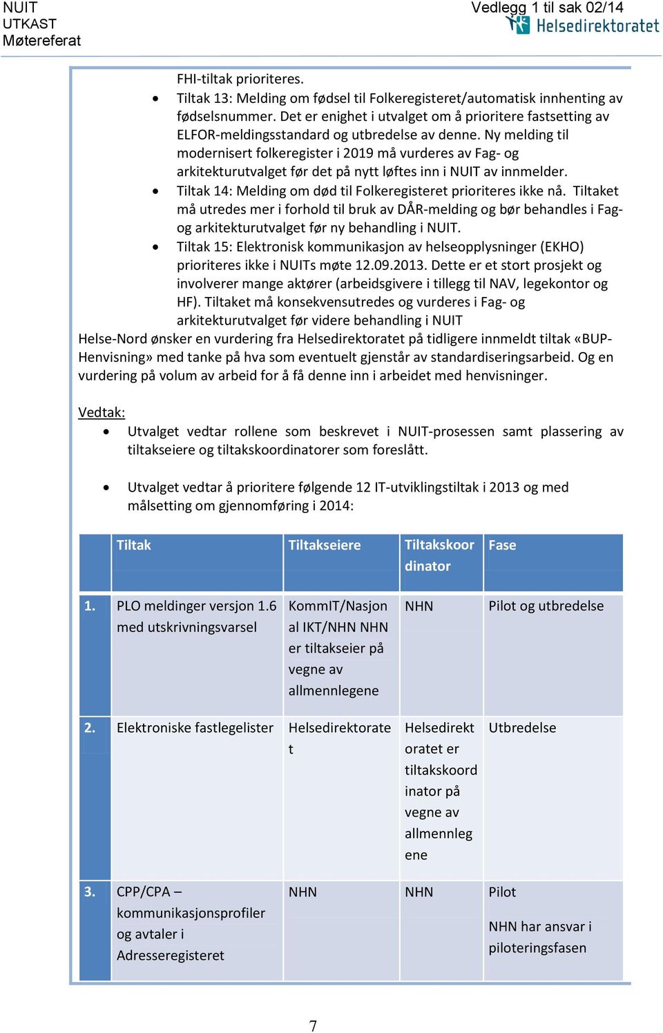 Ny melding til modernisert folkeregister i 2019 må vurderes av Fag- og arkitekturutvalget før det på nytt løftes inn i NUIT av innmelder.