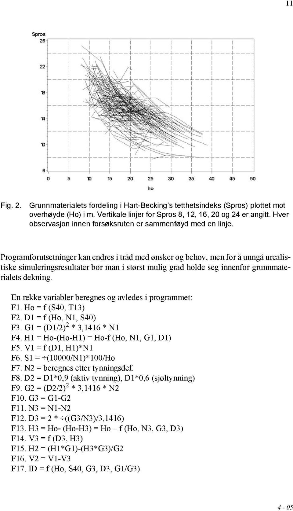 Programforutsetninger kan endres i tråd med ønsker og behov, men for å unngå urealistiske simuleringsresultater bør man i størst mulig grad holde seg innenfor grunnmaterialets dekning.