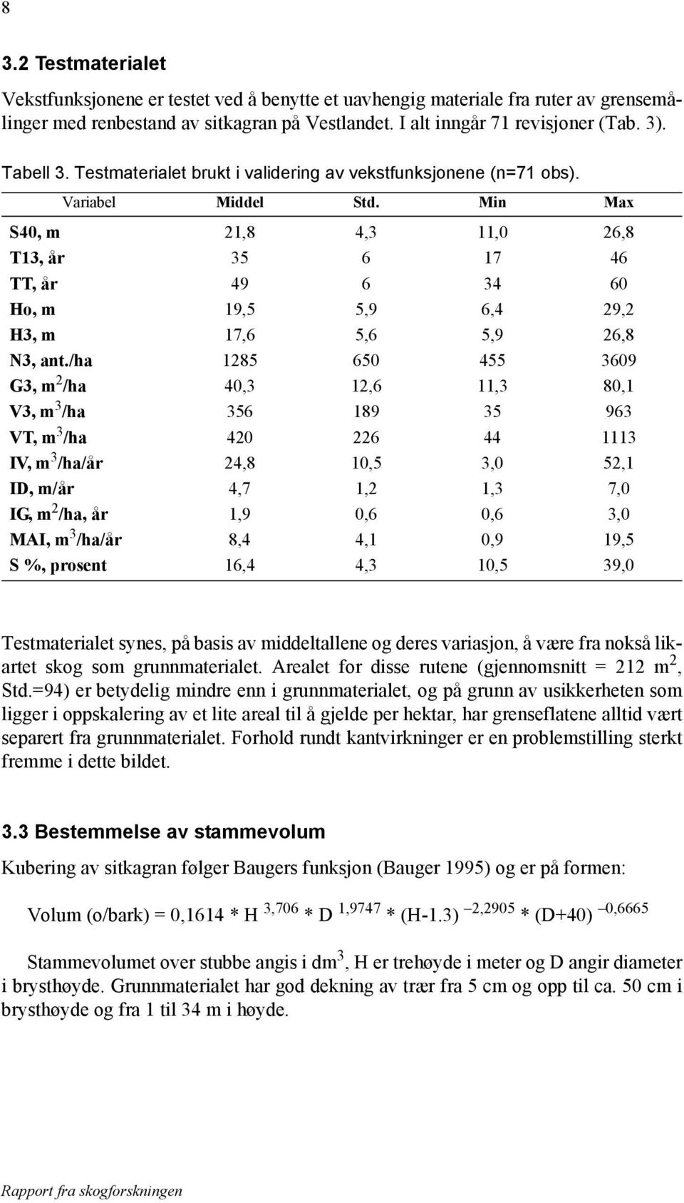 Min Max S40, m 21,8 4,3 11,0 26,8 T13, år 35 6 17 46 TT, år 49 6 34 60 Ho, m 19,5 5,9 6,4 29,2 H3, m 17,6 5,6 5,9 26,8 N3, ant.