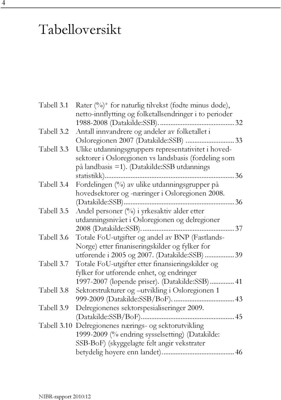 3 Ulike utdanningsgruppers representativitet i hovedsektorer i Osloregionen vs landsbasis (fordeling som på landbasis =1). (Datakilde:SSB utdannings statistikk)... 36 Tabell 3.