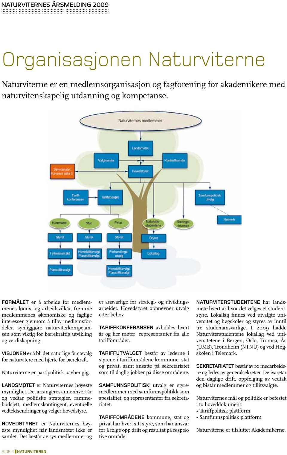 bærekraftig utvikling og verdiskapning. Visjonen er å bli det naturlige førstevalg for naturvitere med hjerte for bærekraft. Naturviterne er partipolitisk uavhengig.