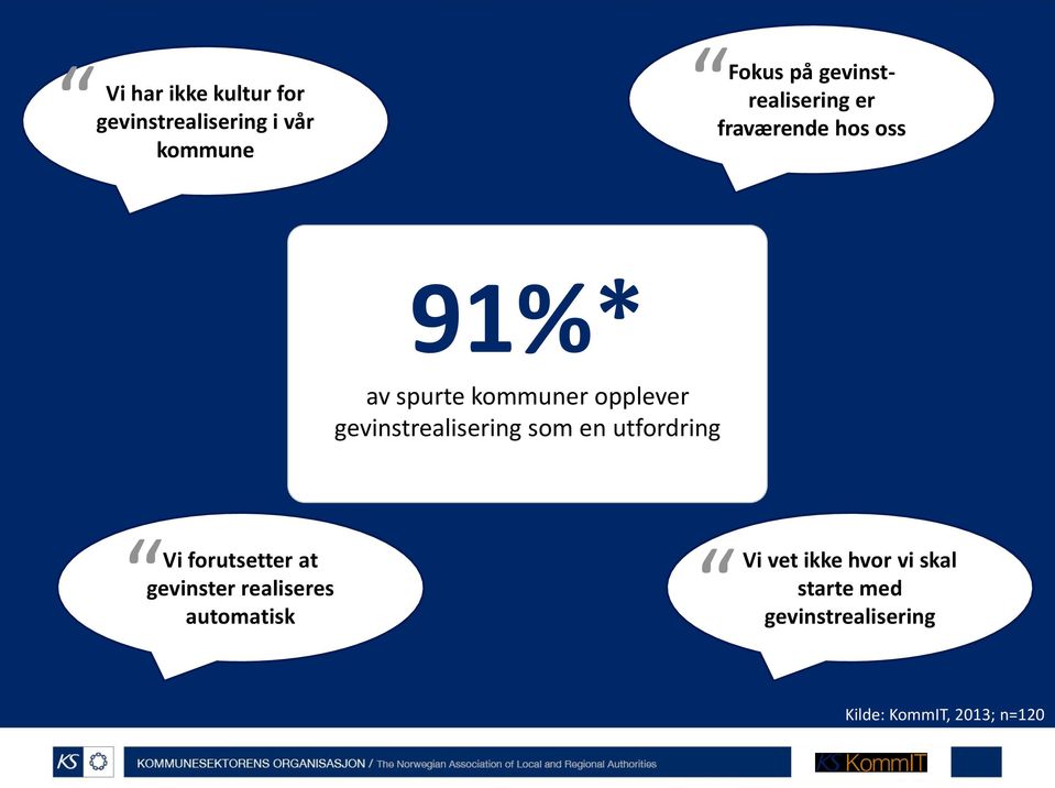 gevinstrealisering som en utfordring Vi forutsetter at gevinster realiseres