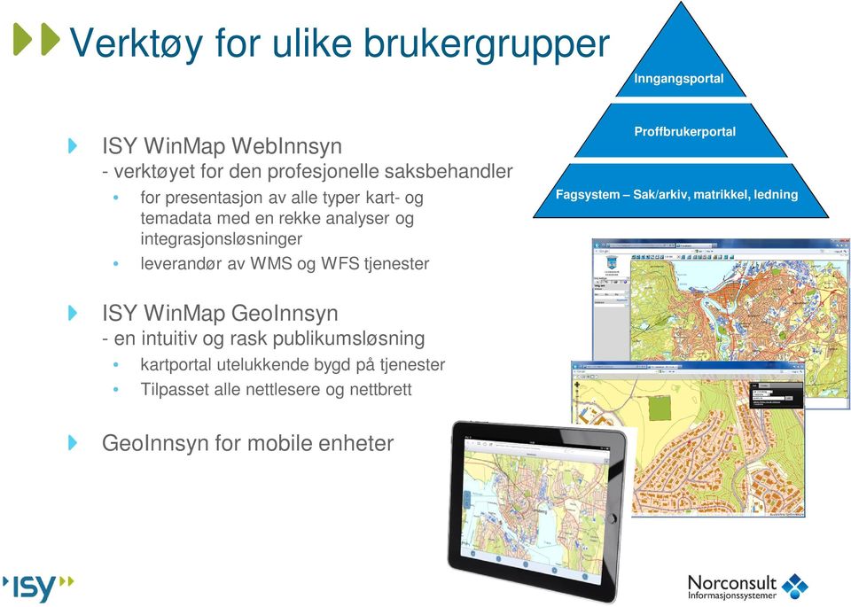 integrasjonsløsninger leverandør av WMS og WFS tjenester ISY WinMap GeoInnsyn - en intuitiv og rask publikumsløsning