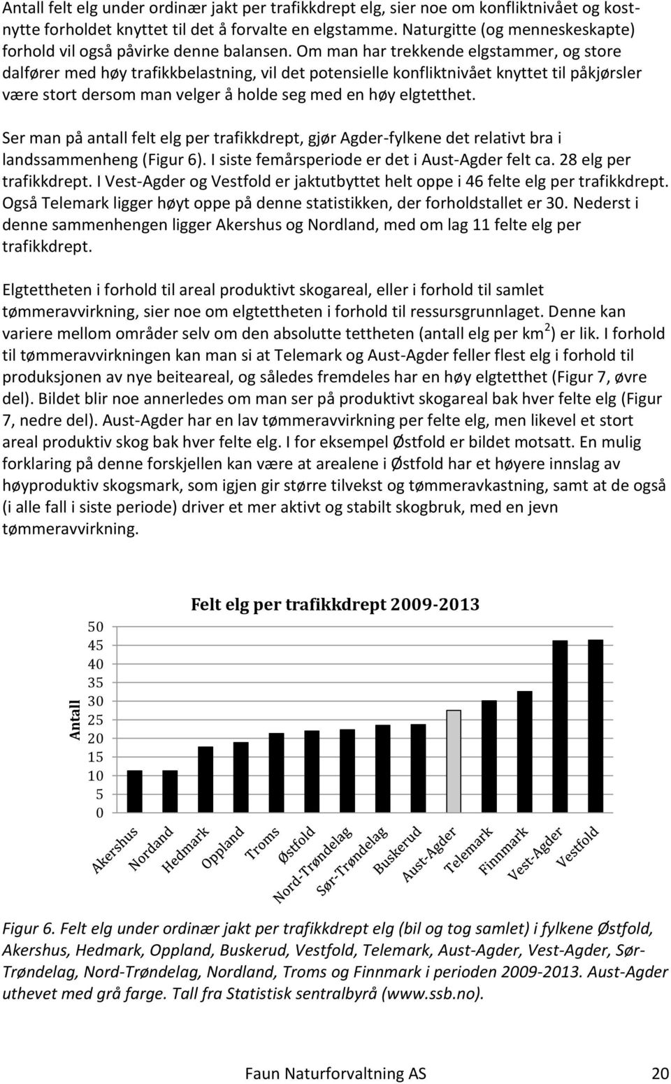 Om man har trekkende elgstammer, og store dalfører med høy trafikkbelastning, vil det potensielle konfliktnivået knyttet til påkjørsler være stort dersom man velger å holde seg med en høy elgtetthet.