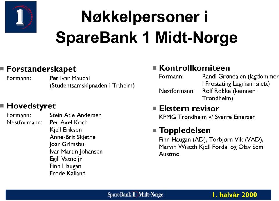 Frode Kalland Kontrollkomiteen Formann: Nestformann: Randi Grøndalen (lagdommer i Frostating Lagmannsrett) Rolf Røkke (kemner i Trondheim)