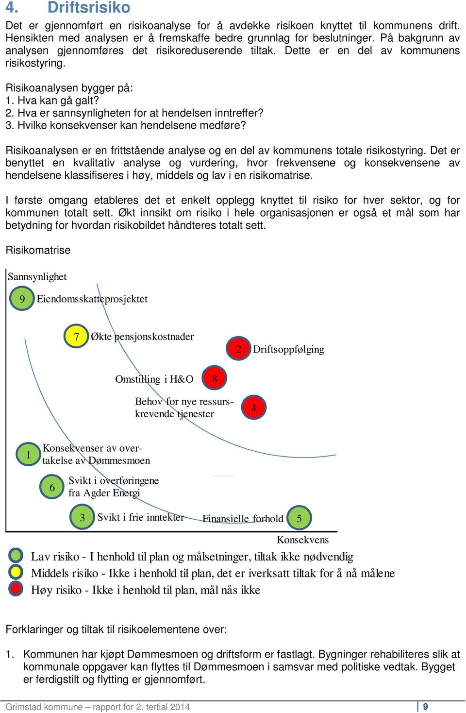 Hva er sannsynligheten for at hendelsen inntreffer? 3. Hvilke konsekvenser kan hendelsene medføre? Risikoanalysen er en frittstående analyse og en del av kommunens totale risikostyring.