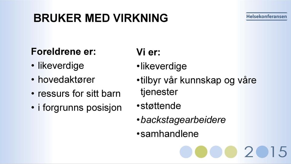 posisjon Vi er: likeverdige tilbyr vår kunnskap