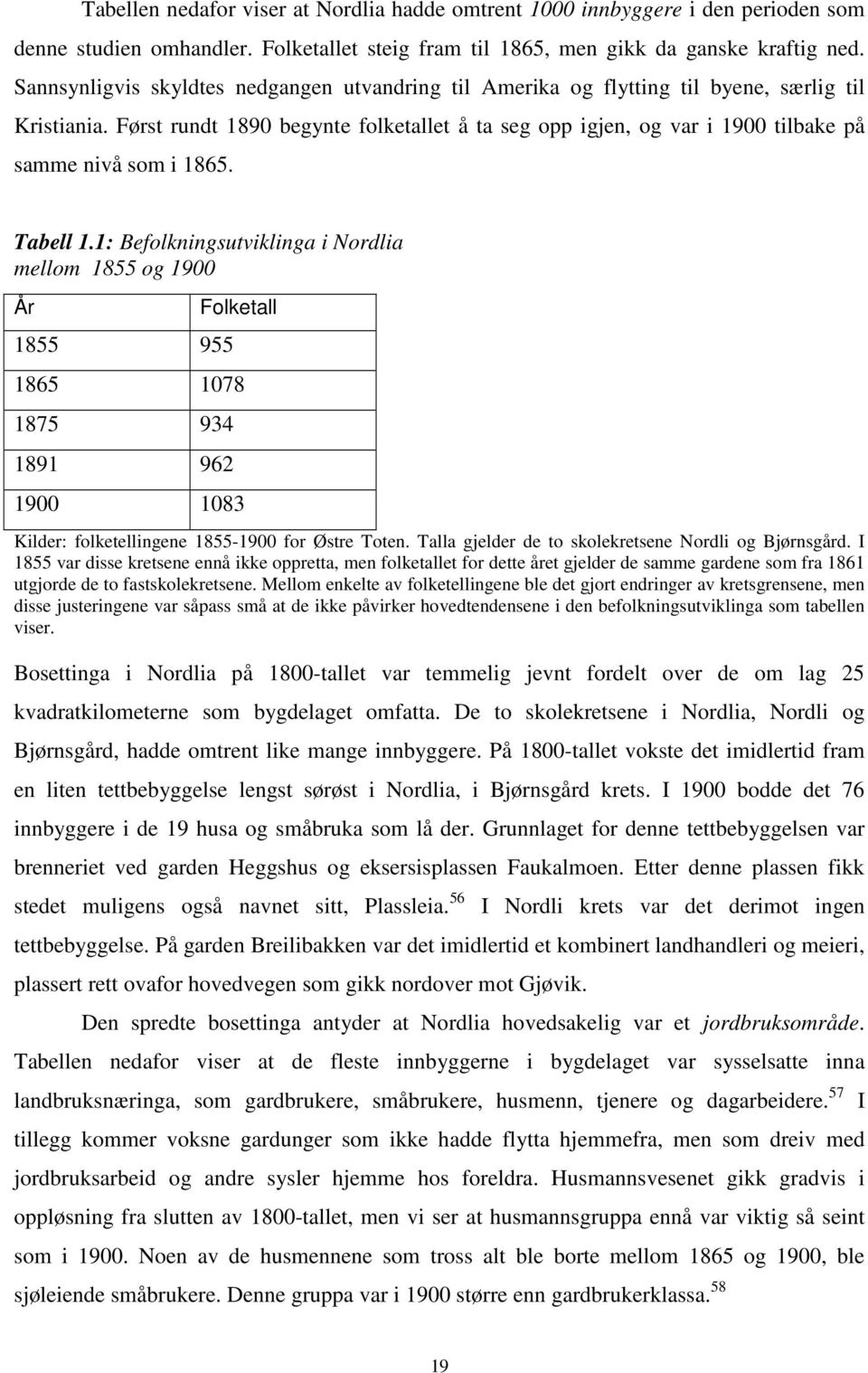 Først rundt 1890 begynte folketallet å ta seg opp igjen, og var i 1900 tilbake på samme nivå som i 1865. Tabell 1.