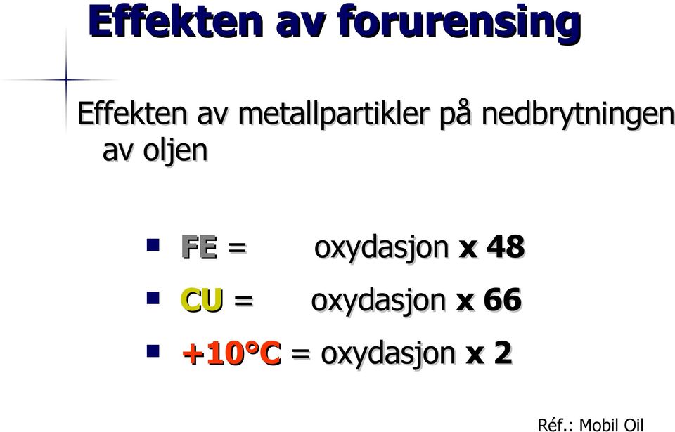 oljen FE = oxydasjon x 48 CU =
