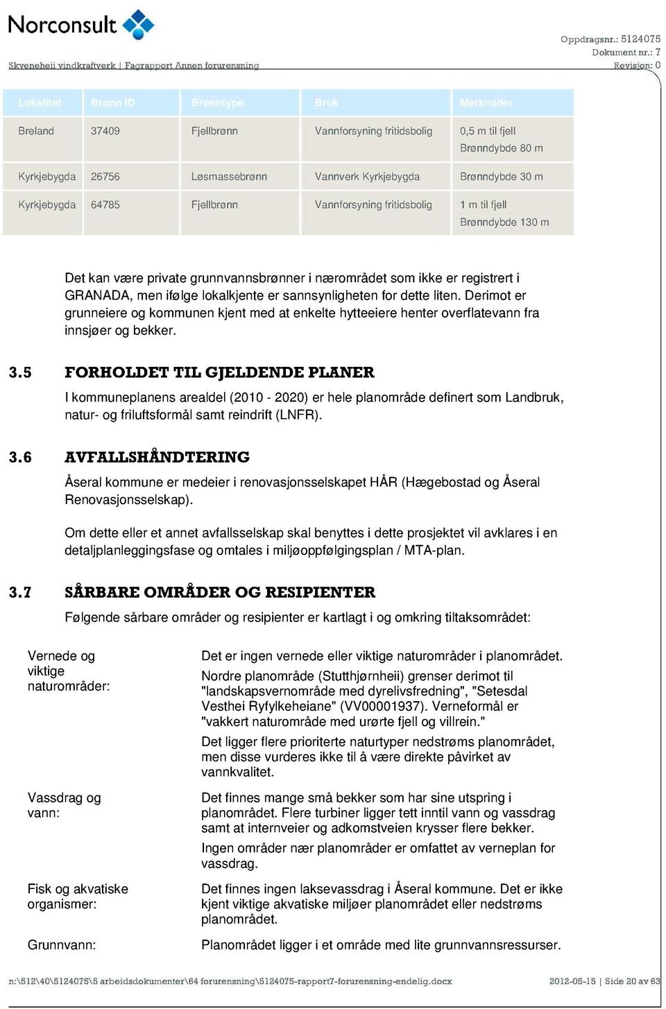 sannsynligheten for dette liten. Derimot er grunneiere og kommunen kjent med at enkelte hytteeiere henter overflatevann fra innsjøer og bekker. 3.